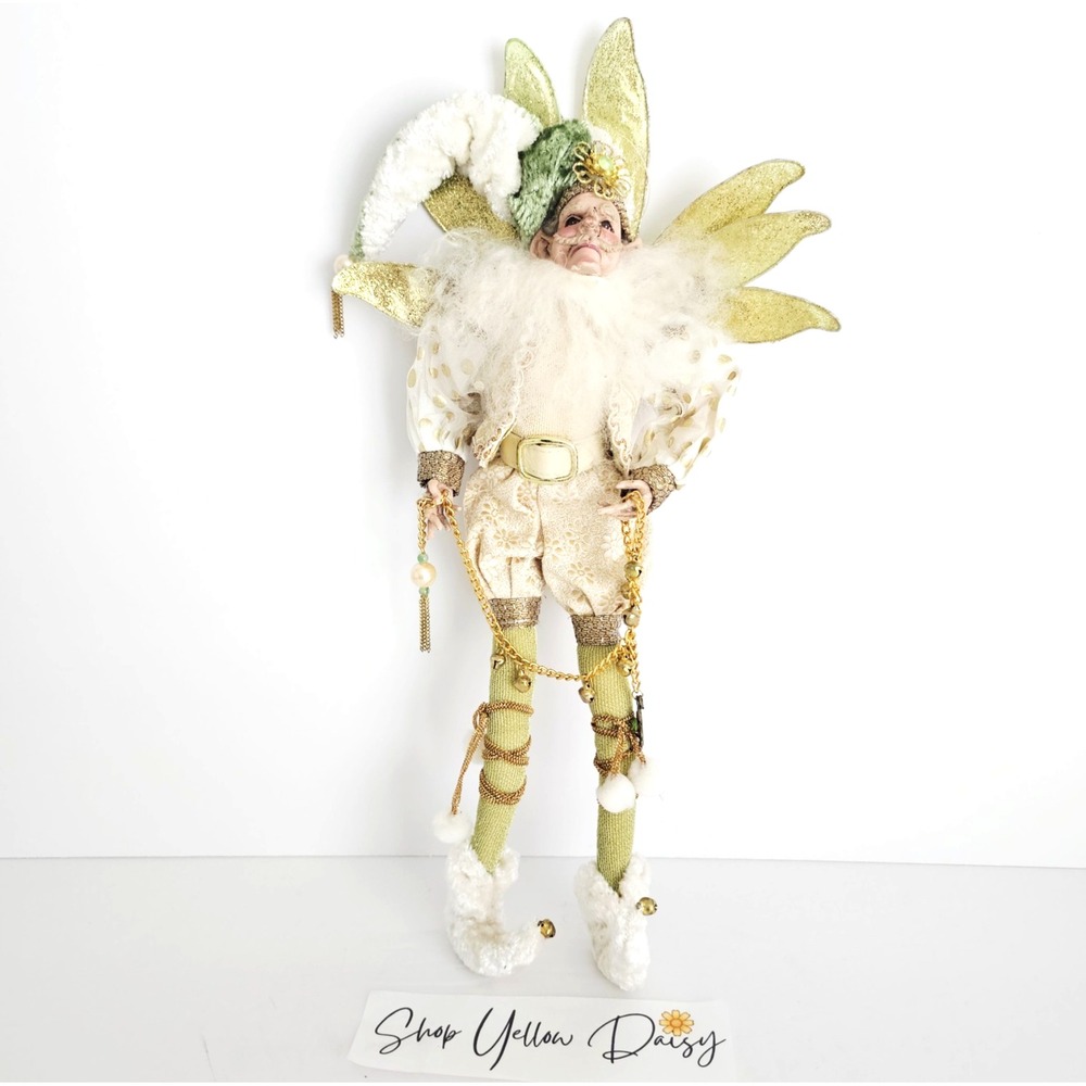Vtg Fairy Elf Art Doll Gold Green Whimsical Fantasy Decor Marc Roberts Mythical